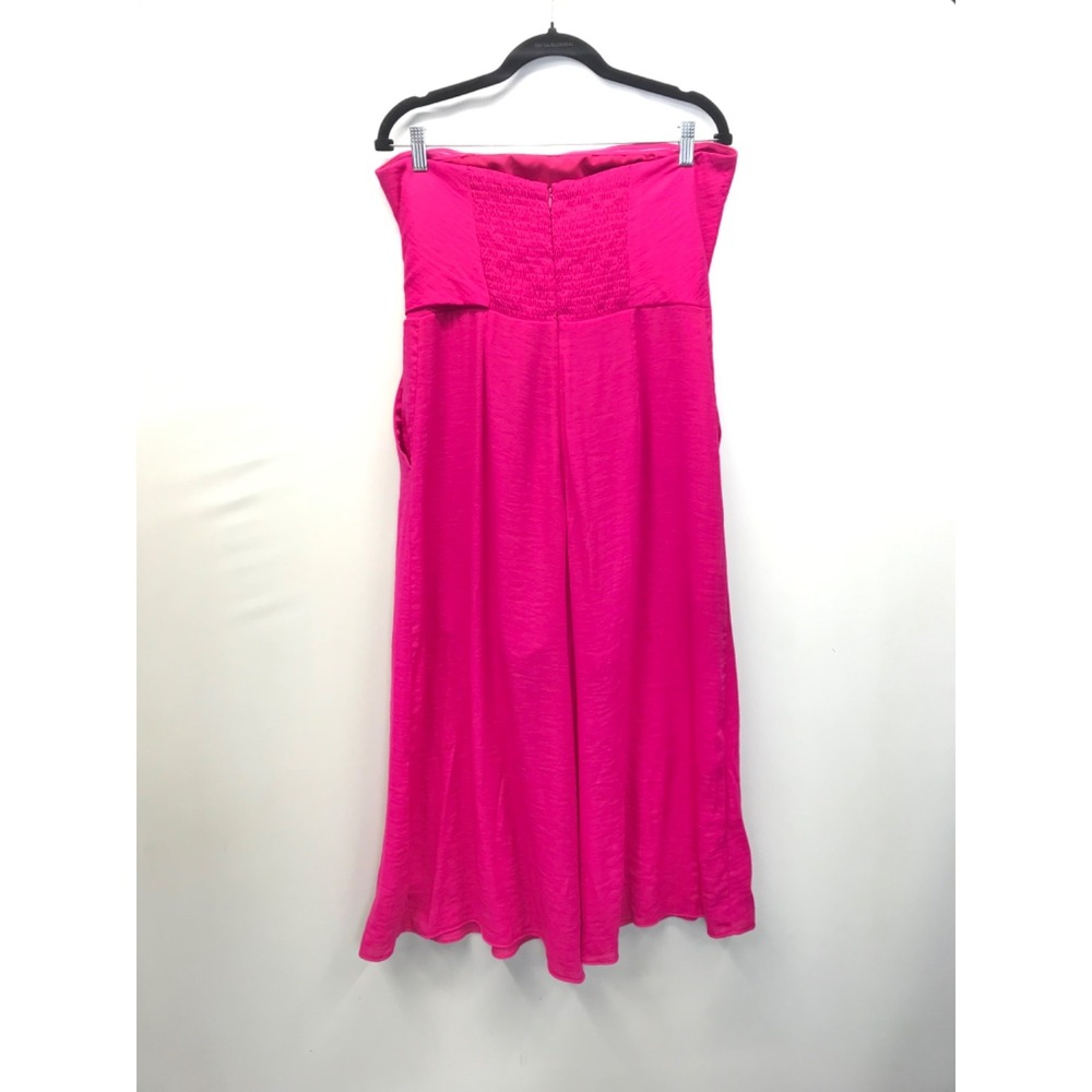 Anthropologie‎ Maeve Pink Strapless Wide Leg Romper, Pockets Size 10 EUC - Picture 6 of 9
